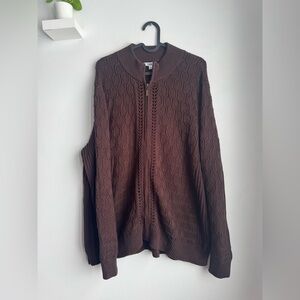Tabi Dark Brown Full Zip Knit Sweater